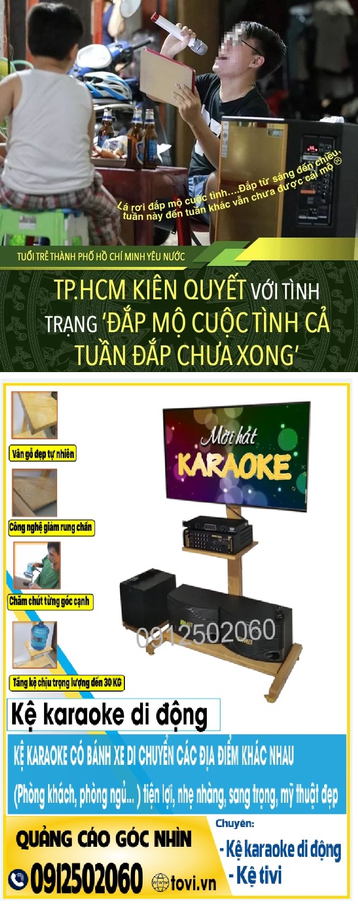 hung thần karaoke - giải pháp bằng kệ karaoke di chuyển các phòng trong nhà