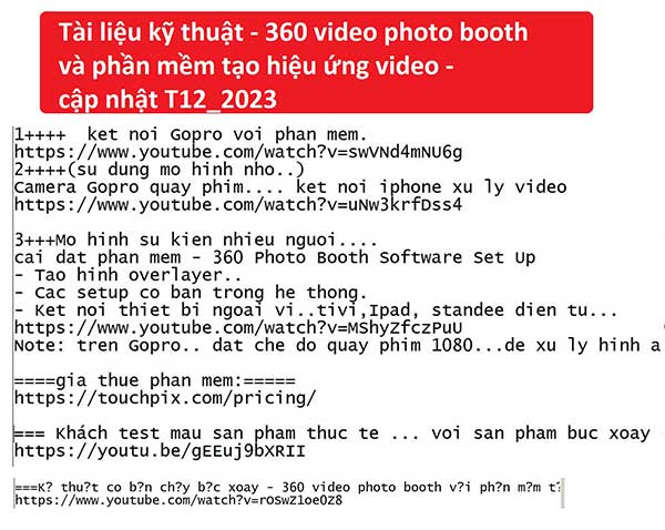 tài liệu hướng dẫn vận hành bục xoay 360 video photobooth và phần mềm tạo hiệu ứng