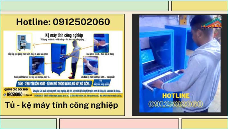 tủ vi tính chứa mày in - màn hình - CPU - UPS