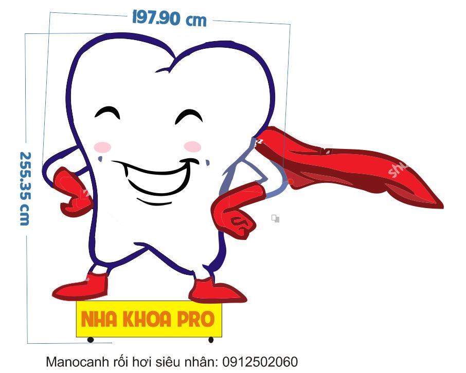 manocanh rối hơi hình cái răng siêu nhân