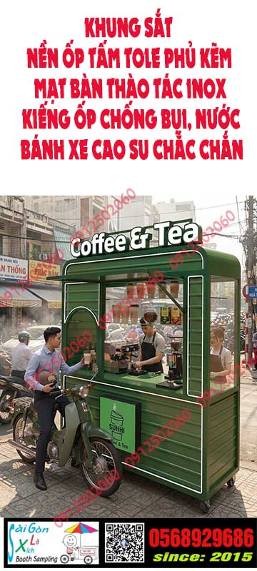 Xe đẩy booth phát đồ hàng mẫu đơn giản