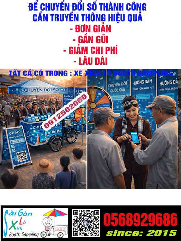xe xích lô booth sampling truyền thông