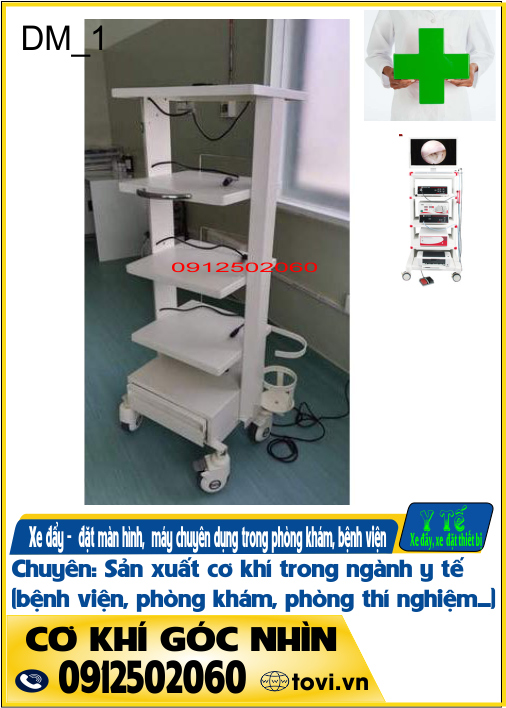 Xe đẩy đặt máy khám chữa bệnh - trong y tế- bệnh viện