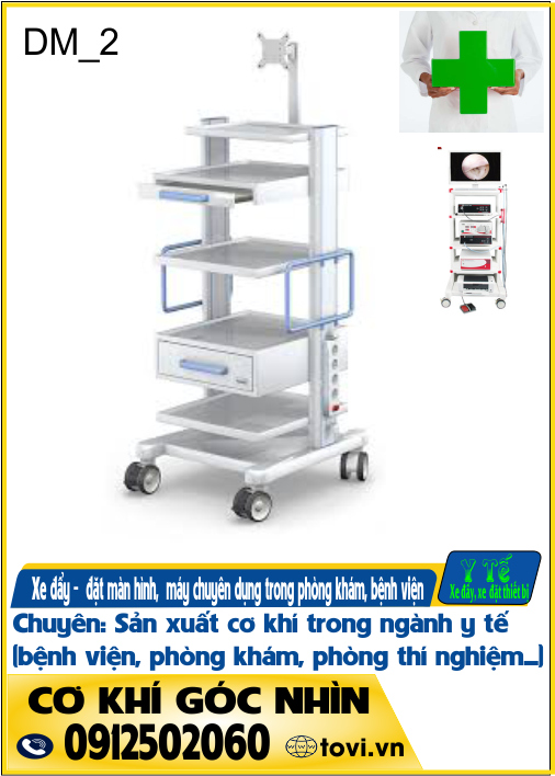 Xe đẩy máy móc trong y tế