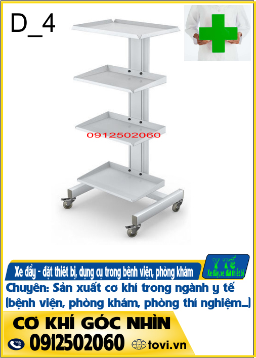 xe đẩy thiết bị y tế- phòng khám - bệnh viện