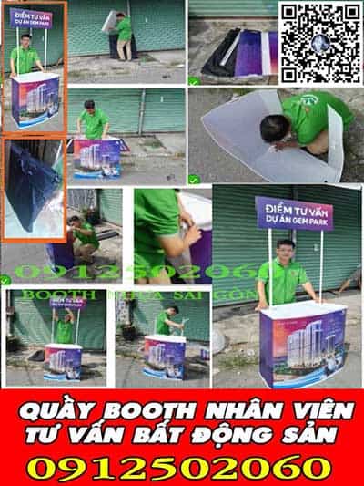 quầy booth nhựa tư vấn bất dộng sản