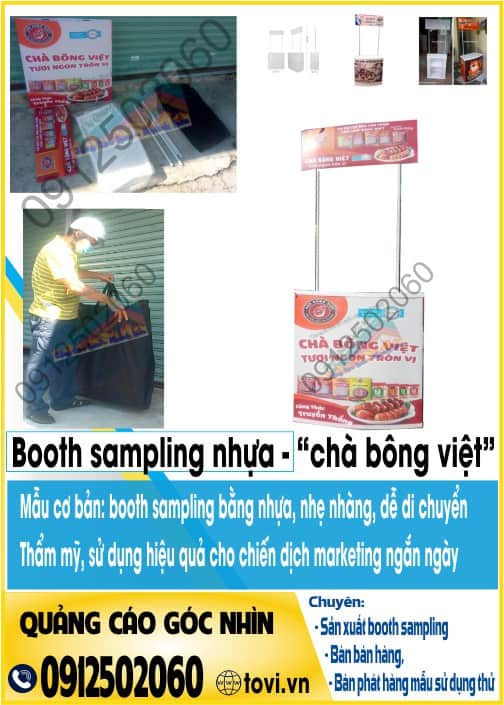 booth nhựa nhãn hàng trà bông việt