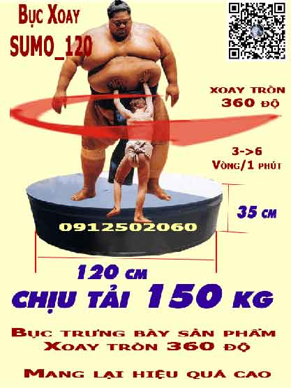 Bục xoay tròn Sumo 2 người đứng rộng 120cm đặt nặng 150kg