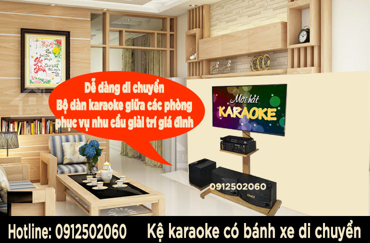 kệ karaoke bằng gỗ tự nhiên