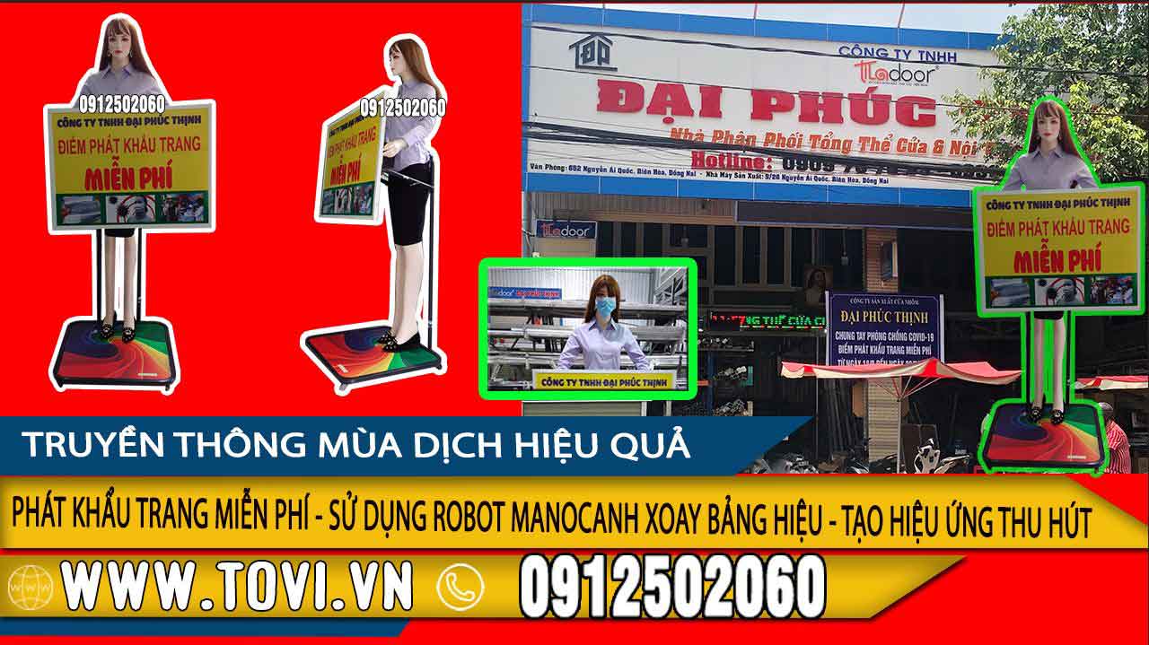 manocanh xoay bảng hiệu quảng cáo hỗ trợ truyền thông mùa dịch