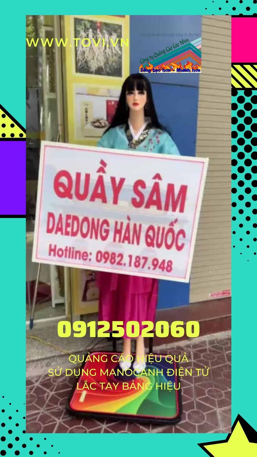 quảng cáo hiệu quả sử dụng manocanh xoay bảng hiệu