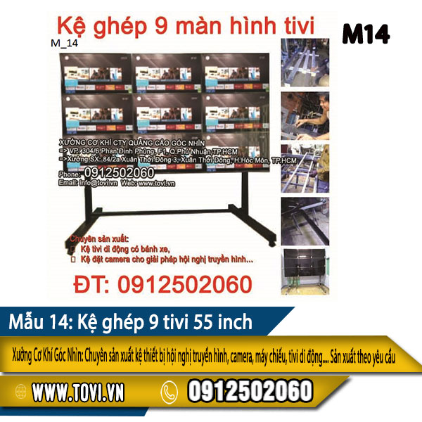 Mẫu kệ ghép 9 màn hình tivi