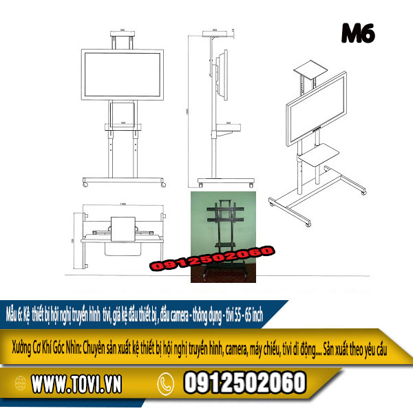 kệ thiết bị hội nghị truyền hình, camera, đầu thu, bánh xe di chuyển