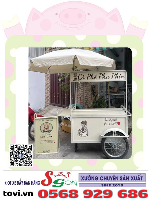 xe bán đồ ăn vặt có mái che