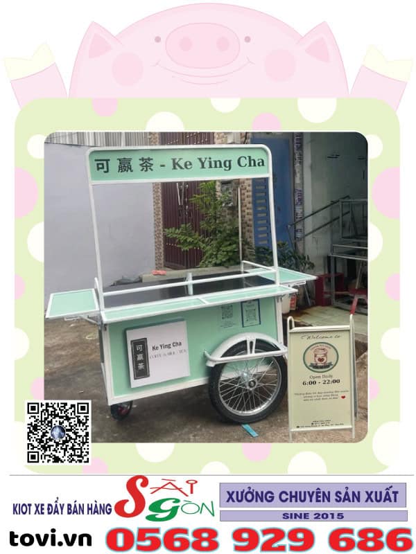 xe đẩy bán hàng bánh hơi lớn