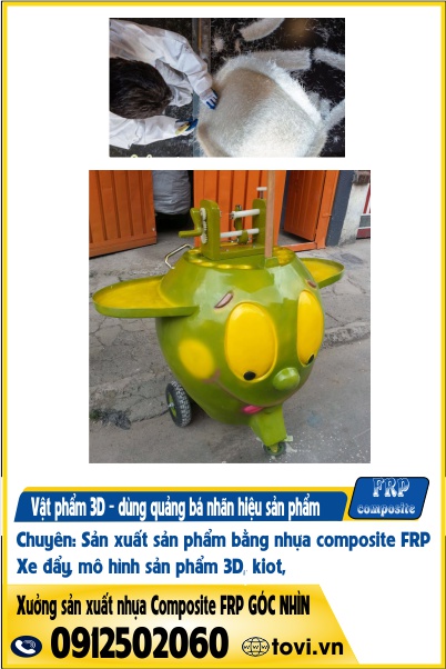 xe bán hàng hình động vật 3D - nhựa composite FRB