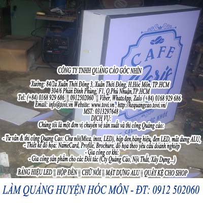 hộp đèn quảng cáo quán, shop tại hóc môn