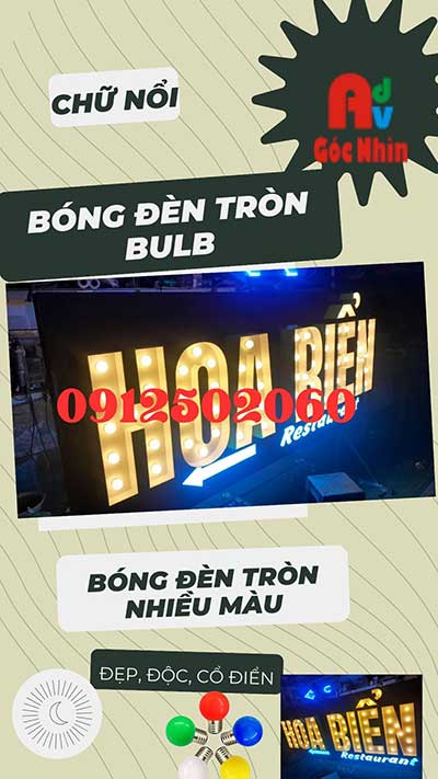 chữ nổi bóng đèn tròn bulb