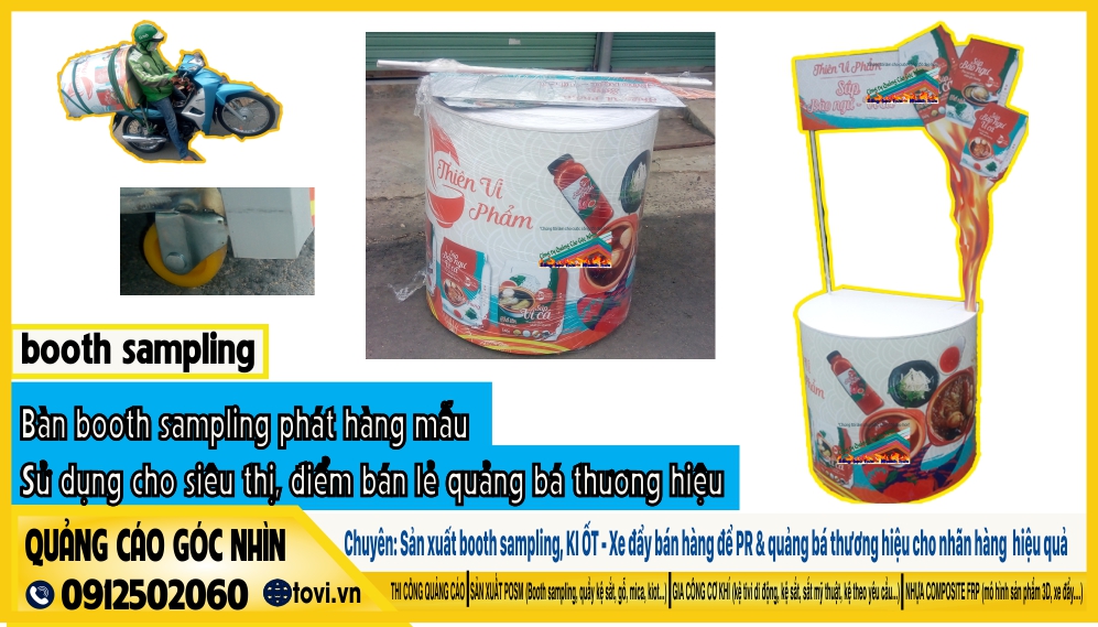 bàn booth sampling tiếp thị quảng cáo mùa dịch bệnh