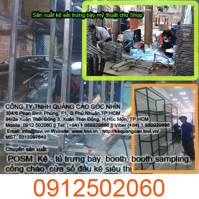 Sản xuất kệ sắt trưng bày cho Shop giày dép