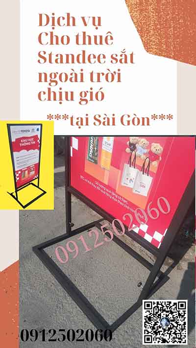 thuê chân standee chân sắt tháo rời