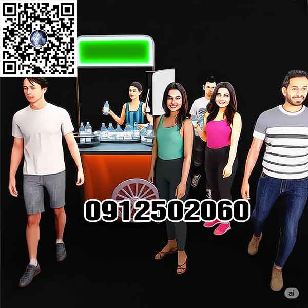 xe phát hàng mẫu booth sắt gấp gọn