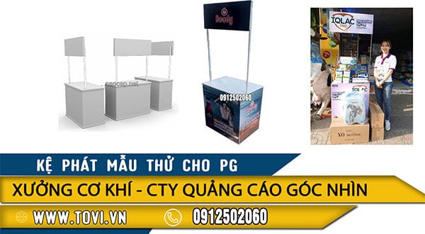 bàn phát mẫu booth sampling cho PG