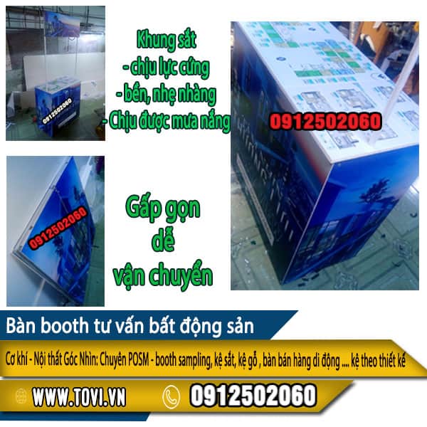 bàn booth sampling tư vấn sản phẩm